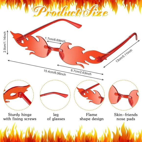 48 Pairs Fire Flame Rimless Sunglasses Unisex Novelty Party Accessories main image 6